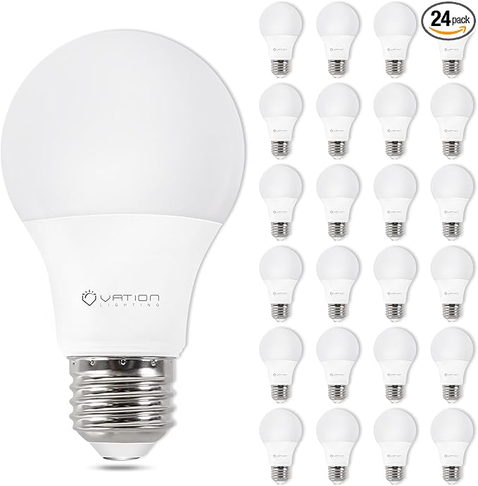 24 Pack A19 LED Light Bulb, 40 Watt Equivalent, Efficient 5Watt, 450 Lumens, Daylight 5000K, E26 Medium Base, Non-Dimmable, ETL/UL Listed