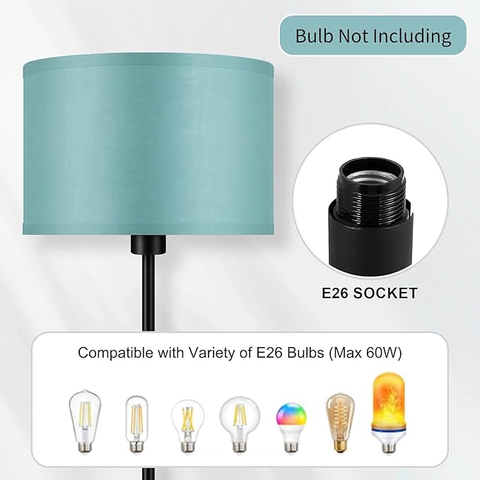 Floor Lamp, Standing Lamp, Modern Floor Lamps with Green Lampshades, Foot Switch, 59" Tall, Bright Pole Lamps for Living Room, Bedroom, Office, Nightstand, Kids' Gift, Green Lamp (Without Bulb)