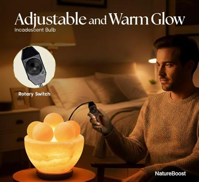 HL Himalayan Pink salt Lamp Bowl with Balls comes with dimmer switch and a pair of bulbs (HL BOWL)