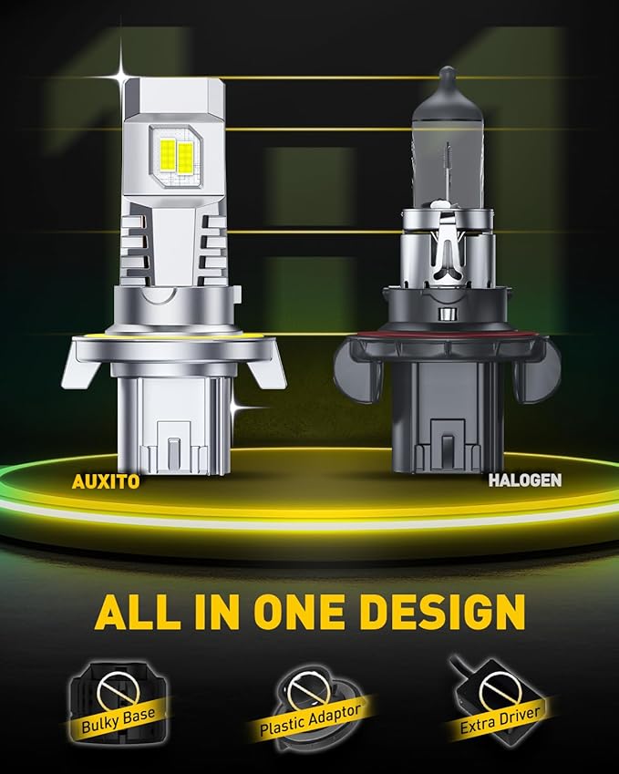 AUXITO H13/9008 Bulbs, 900% Brighter Ultra-Bright, Plug N Play, Long Lifespan, No Flicker, 99% Compatibility, 2PCS