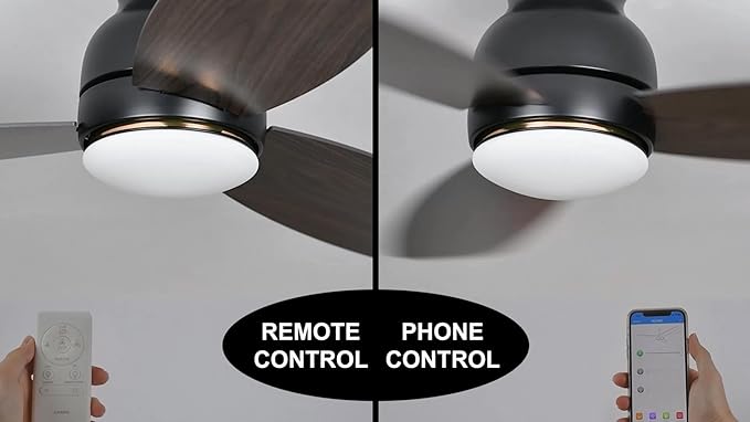 Carro Ceiling Fan with Lights, Indoor & Outdoor Ceiling Fan, 44" Low Profile DC Smart Ceiling Fan Compatible with Alexa, Siri, Google Home & Smart APP, Dark Walnut
