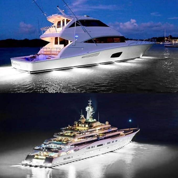 HUSUKU SOOP3 Plus (2.0) 84LED 3000LM 180° Marine Led Underwater Boat Light, 10-36V Boat Under Water Lights, Upgraded IP68 Waterproof 316 Stainless Transom Mount Cockpit Yacht Interior Light, 1PCS