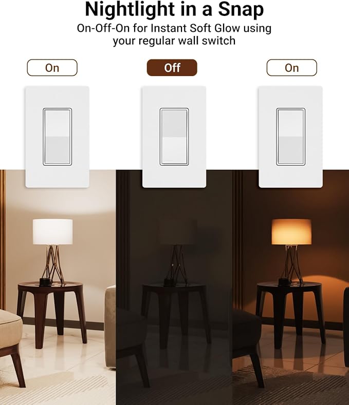 Sunco 6 Pack A19 Night Light Bulbs, Sleep Lights for Bedroom, Lamp, Nursery, Mood Soothing, 800 LM (80 LM Nightlight), 5000K Daylight (2000K Amber Glow), Dimmable, E26 Base UL