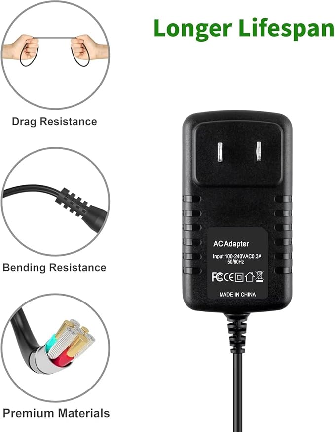 24V AC Adapter Charger Compatible with Govee H6078 RGBIC Floor Lamp LED Wi-Fi App Control Smart lamp Power Supply Cord Mains PSU