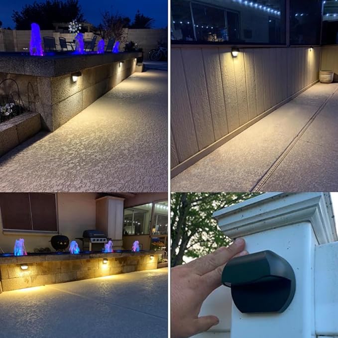 Outdoor Deck Lights LED Landscape Lighting Low Voltage 12V AC/DC Cast Aluminum Patio Post Step Lights Fence Retaining Wall Mounting Light Warm White Textured Black Finish Pack of 4