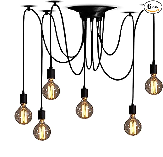 Spider Light Chandelier Spider Pendant Light Fixture Edison Chandelier 6 arms Vintage Industrial Steampunk Hanging Ceiling Multi DIY