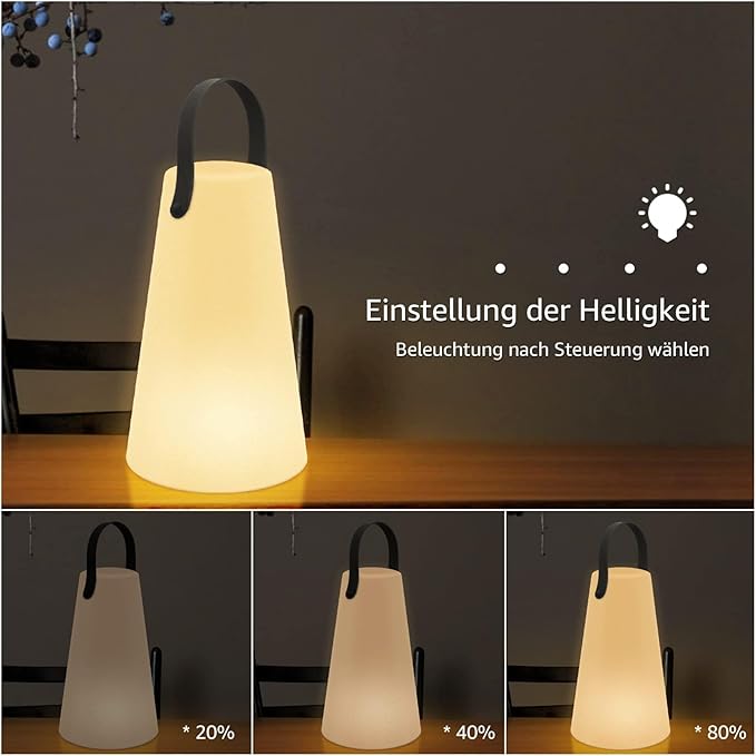 Outdoor Lanterns, GGII Rechargeable Camping Lantern with IP44 Waterproof, Battery Operated Outdoor Portable Cordless Table Lamp with RGB Lights for Patio Balcony Garden (TPU Handle)