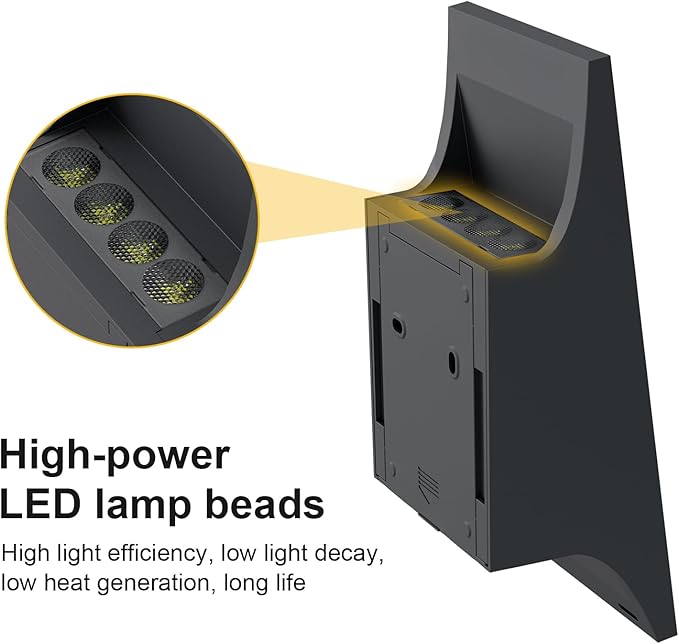 Solar Sconce Lights Outdoor, Dimmable Solar Wall Lights Up and Down, 3000K 700LM Solars Lights Outdoor IP65 Waterproof for Yard Patio Garage Porch, 2pcs