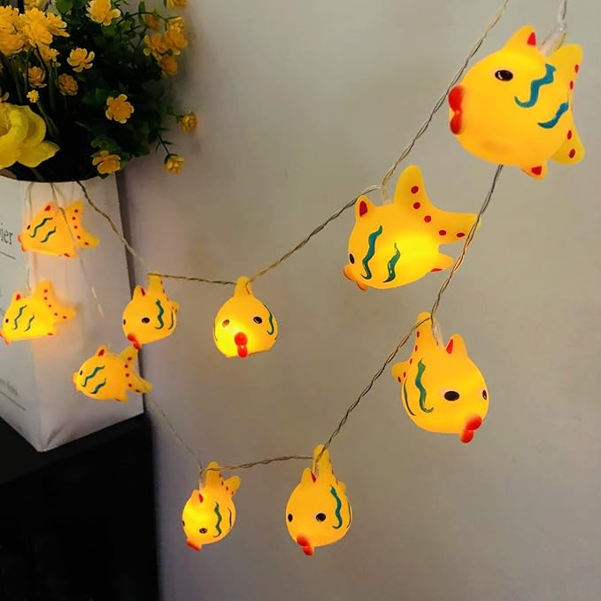 Fish String Lights 5.4FT 10LEDs Spotted Fishes Grouper Fairy Lights for Beach Party Bedroom Camping Decoration