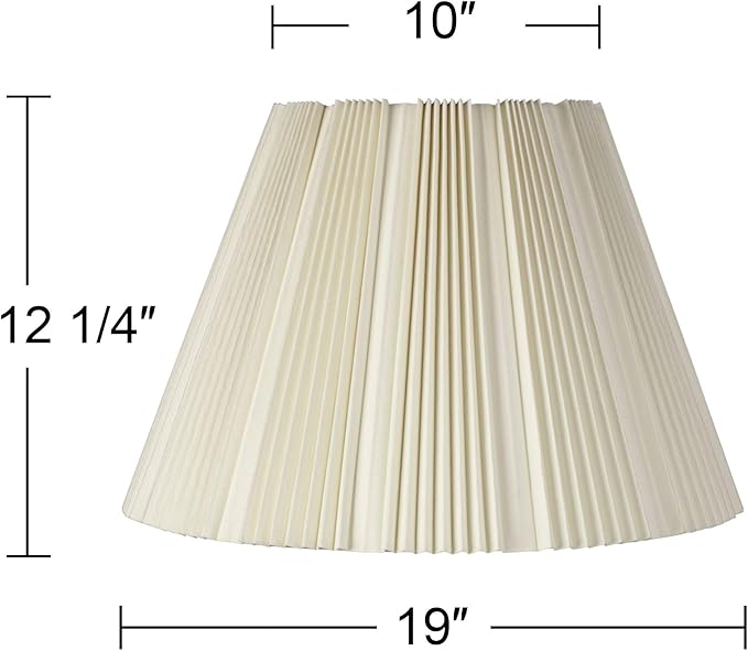 Extra Large Eggshell Pleated Lamp Shade 10" Top x 19" Bottom x 12 1/4" High (Spider) Replacement with Harp and Finial