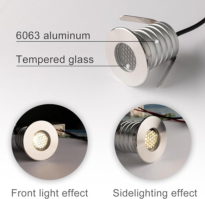 210 LED Honeycomb Underground Light, 3W, DC12-24V, IP67, Anti-Glare, Low-Voltage Embedded, Stainless Steel 304 Cover, Suitable for Outdoor Ground, Deck, Square, Park, Courtyard(3000K, 6P-B)