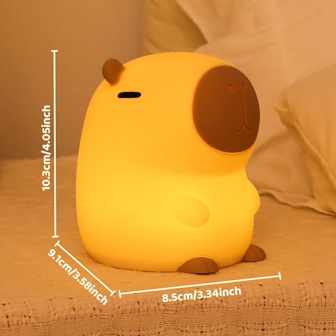 Capybara Night Light, 50-Hour Battery & Pat Control, Squishy Animal Lamp for Kids Room, USB Rechargeable with Timer, Easter Gifts