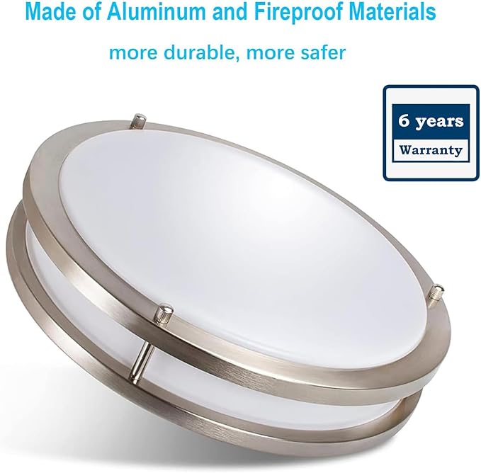 Drosbey 36W Dimmable LED Flush Mount Ceiling Light Fixture, Kitchen Light Fixtures, 12 inch Ceiling Lights for Bedroom, Bathroom, 3000K/4000K/5000K Adjustbale, Super Bright 4000LM