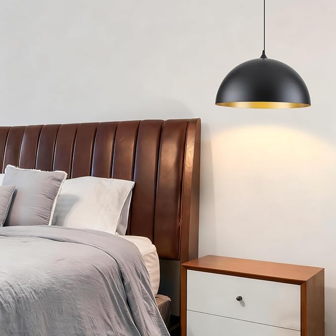 Black Large Pendant Light 2 Packs,19.7inches, Kitchen Pendant Lighting, Oversized Modern Pendant Lights, Farmhouse Pendant Lighting, Pendant Light for Bedroom, Kitchen Island