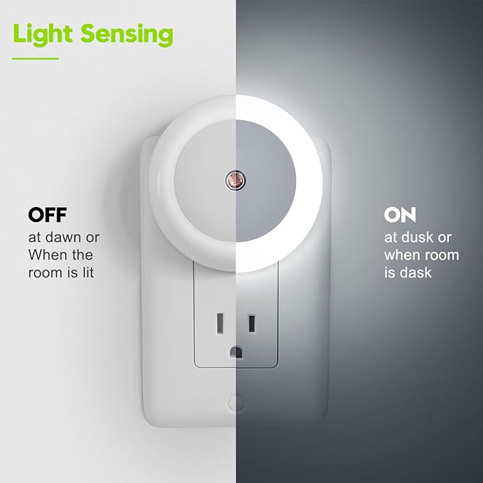 Night Lights Plug into Wall, Night Light, Dusk to Dawn Sensor, White Led Night Light 0.5W, 2 Pack Nightlight for Adults, Bedroom, Bathroom, Hallway, Kitchen