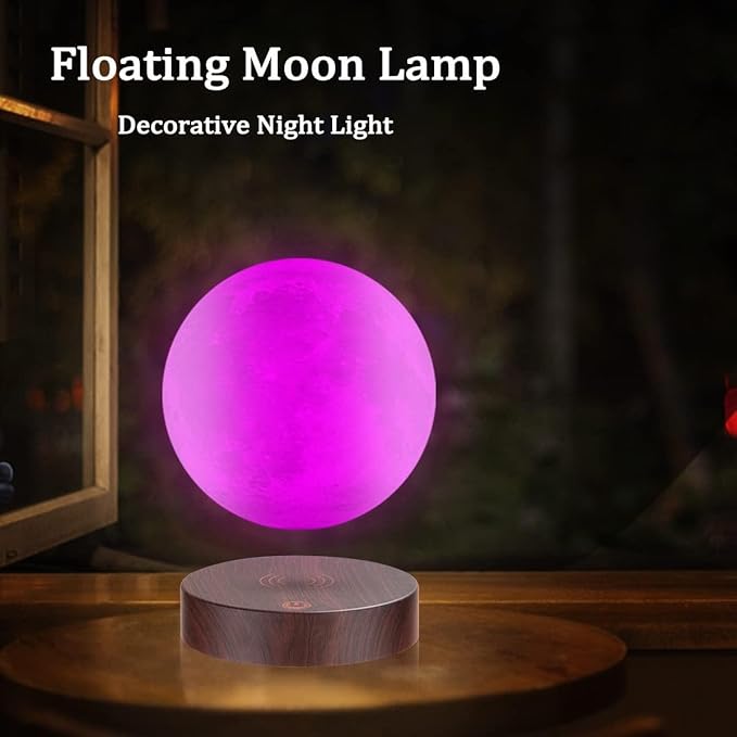 VGAzer Levitating Moon Lamp,Floating Moon Lamp LED Night Light,Spinning in Air Freely with 3D Printing Realistic Moon Display for Unique Room Decor