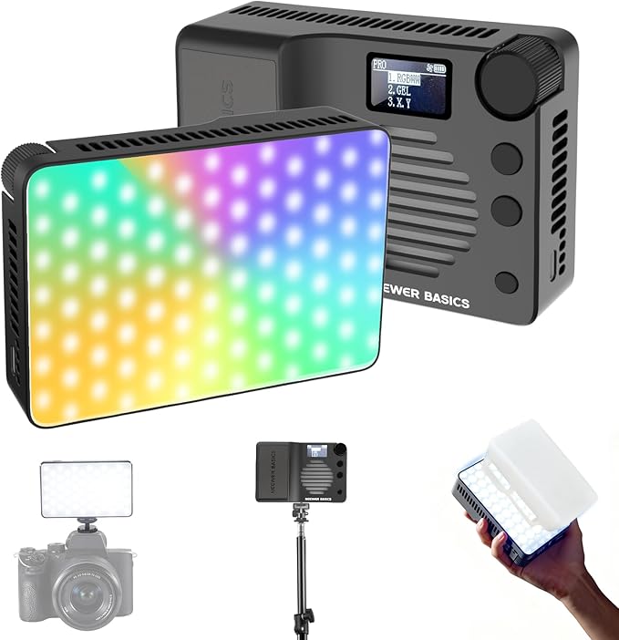 NEEWER BASICS BS40C Full RGB Magnetic Camera Video Light, 45W Boost Mode, Small LED Panel Lighting 4800lx/0.5m CRI95+ 2500-10000K 14 Scenes 5000mAh for DSLR Tripod Streaming Photography Vlog Recording
