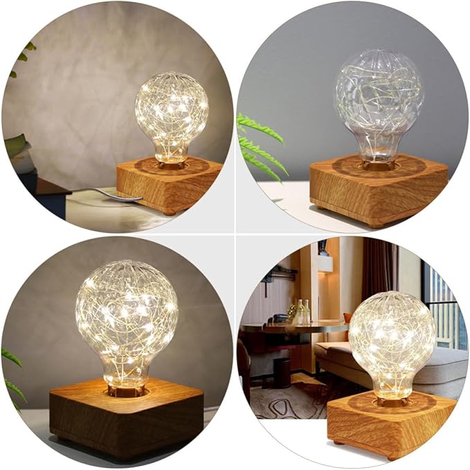 LED Wooden Atmosphere Desk Lamp USB Rechargeable Warm Light Decorative Indoor Table Lamp for Bedroom Office Portable Elegant Night Light with Soft Glow for Cozy Ambiance