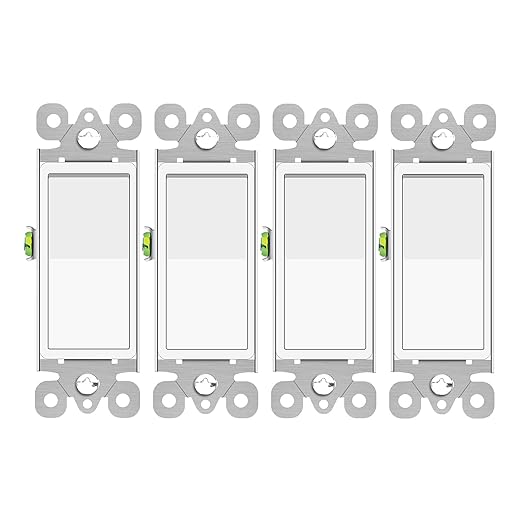 Greencycle Lights Switches Rocker,4Pack 15 Amp Single Pole Lights Switches White,SP Paddle Light Switch,120V-277V AC,On/Off Wall Switch,Residential/Commercial Grade,Home & Office,UL Listed