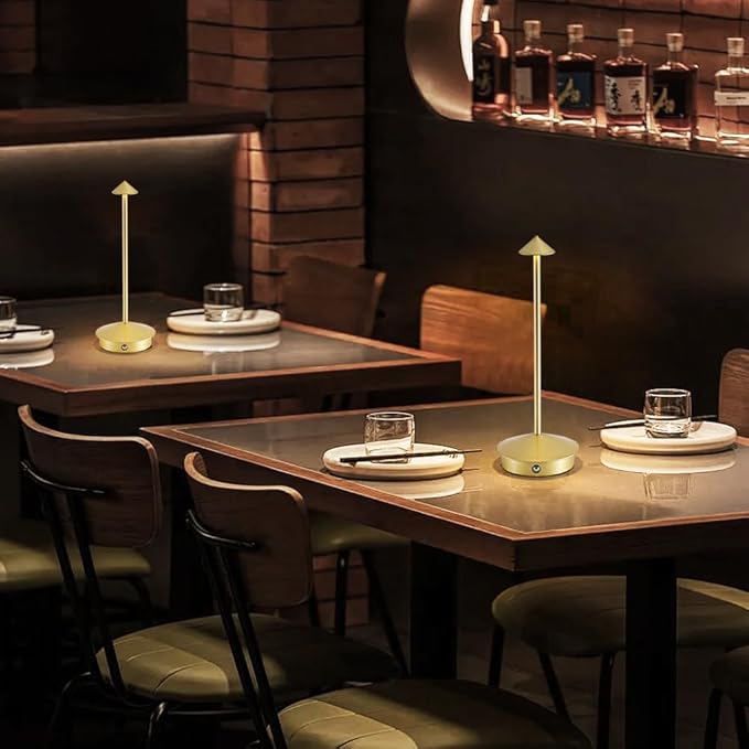 2 Pack Aluminum Cordless Table Lamp, 6000mAh Rechargeable Table Lamps, Portable Touch LED Lamp, Outdoor Waterproof Dimmable Cordless Rechargeable Table Lamps for Restaurant/Patio- Black (Jinse)