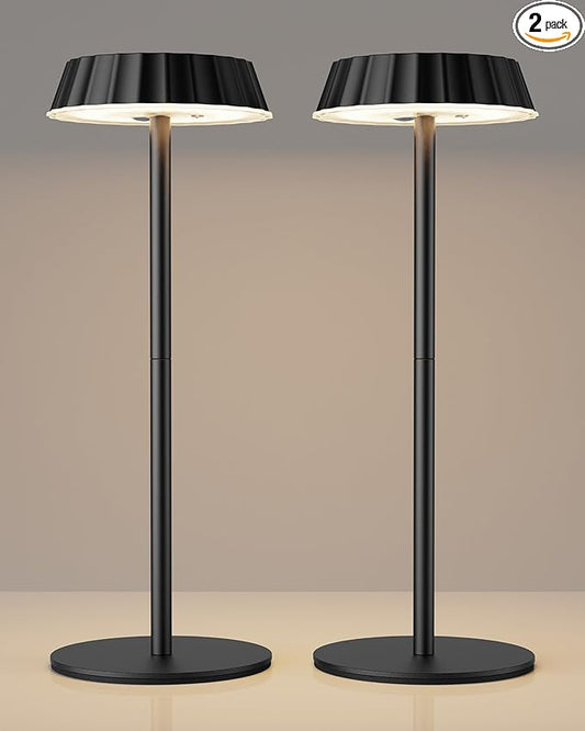 EppieBasic 2 Sets Portable Table Lamps, 5000mAh Battery Operated Cordless Lamp, Shower Light with IP65 Waterproof, 3-Color Stepless Dimmable Light for Bedroom Bathroom Kitchen Outdoor Camping