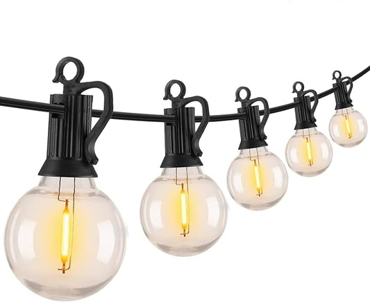 Brightown Outdoor String Lights, 100FT 50+2 G40 Bulbs Shatterproof Patio Lights, IP65 Waterproof Dimmable Hanging Connectable Globe LED Outdoor Lights for Backyard, Bistro, Porch, Deck, Balcony