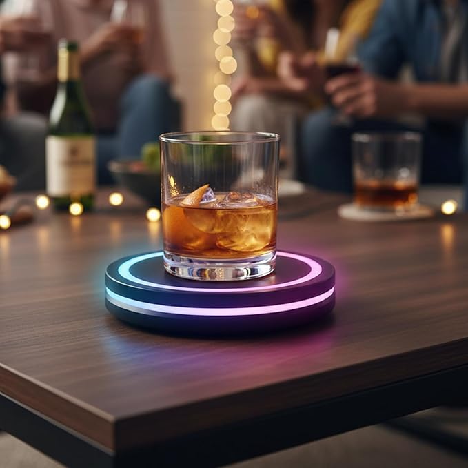 Smart Coaster Cocktail Machine, Portable Cocktail Maker Interactive Lighting with Built-in Smart Sensing Tech Easy to Clean & Carry Compact Storage for Mat Bar Club Drink