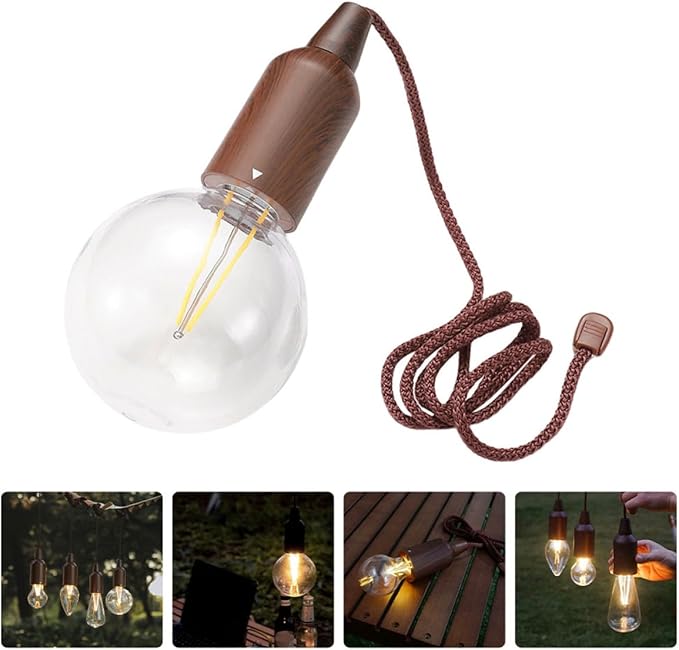 Zerodeko Portable Tent Lamp Outdoor Camping Light LED Hanging Lantern Wear-Resistant Vintage Pull-Cord Lantern for Camping and Hiking