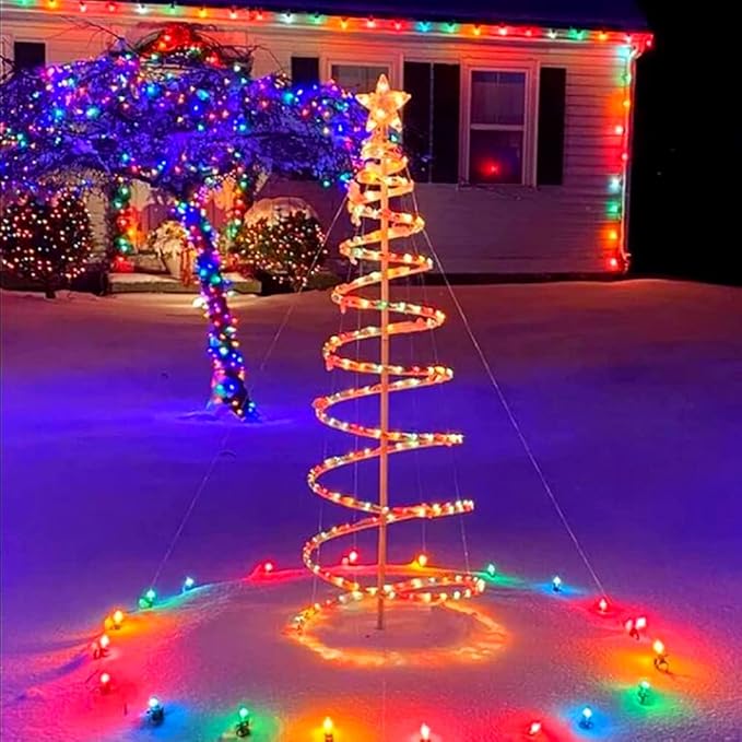 25 Pack C7 Replacement Christmas Light Bulbs, 5 Watt Multicolor Glass Bulbs for E12 Candelabra Base, Clear Incandescent Christmas Bulbs, UL Listed Indoor Outdoor Holiday String Light Replacements