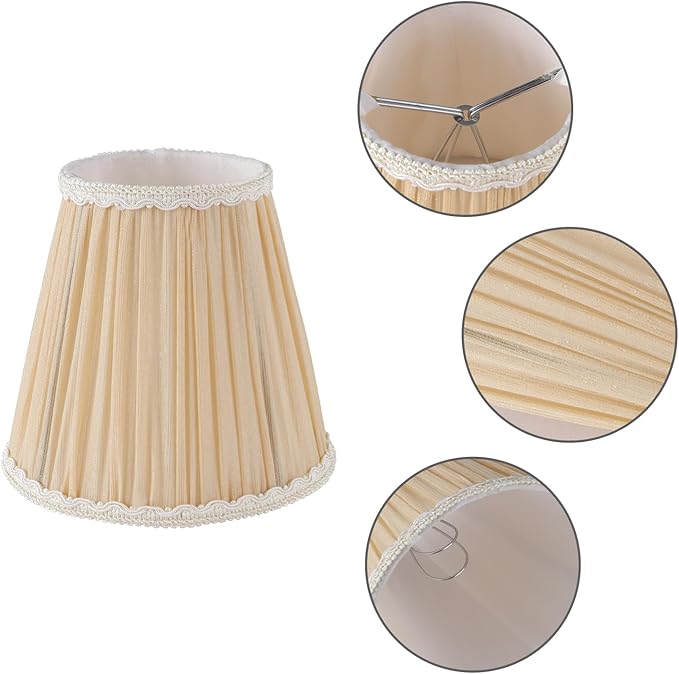 Lampshades Chandelier Lamp Shades Small Pleated Empire Clip-on Fitter Lampshade 6"x3 3/4"xH5 3/5" Gold Linen Small Lamp Shade Set of 6