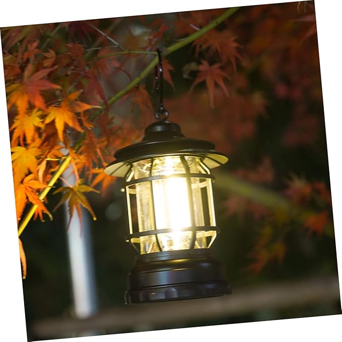 balacoo Solar-Powered Camping Light Cordless Lantern Portable Tent Lamp Outdoor Lighting Battery Operated Vintage Design for Hiking Hunting Emergency