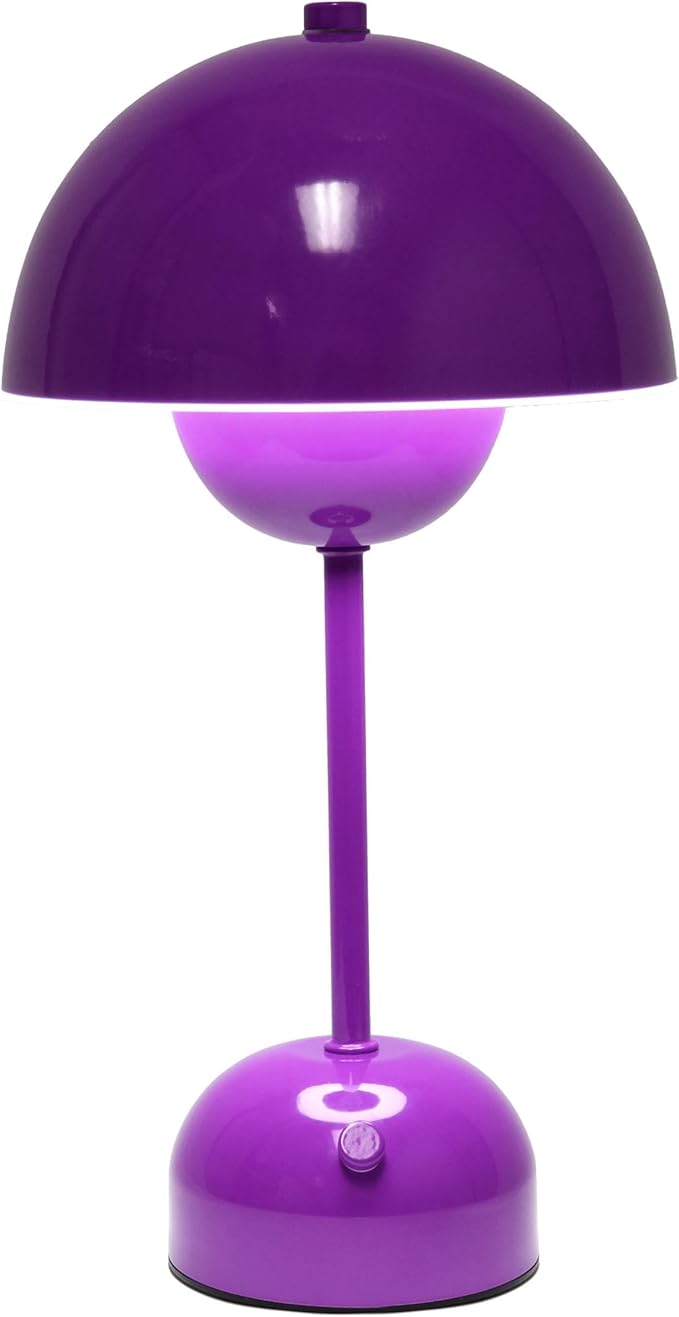 Simple Designs LD1069-PRP 11.8" Mushroom Magic Dimming LED Touch Stick Lamp, Portable & Rechargeable, Purple