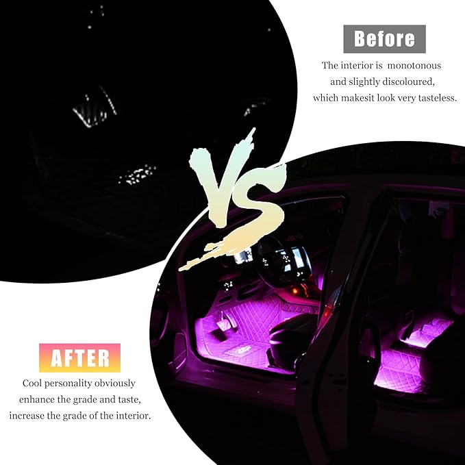 4 PCS USB LED Car Interior Atmosphere Lamp, Portable Plug-in 5V USB Car LED Interior Lighting Night Lamp, Mini USB Ambient Lighting Decor for Home Car Laptop Keyboard (Purple)