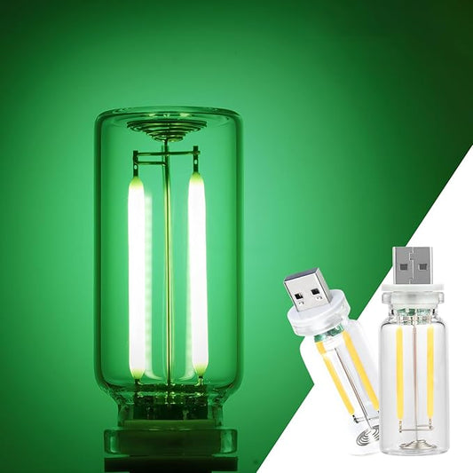 2 Pack Car LED Lights Interior, USB Light for Car Decor & Bedroom, Touch Dimmable Ambient Lighting, Mini Glass Bottle Night Light for Camping Gifts-Green