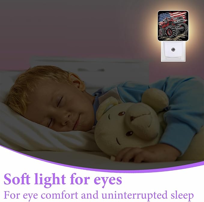 Monster Truck Night Light,Funny Plug-in Night Lights with Dusk-to-Dawn Sensor for Bedroom,Bathroom and Living Room Sleep Friendly lamp 0.5w