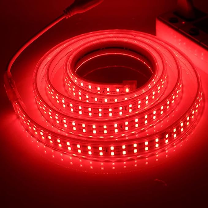 SUYOOULIN LED Strip Lights, High Voltage AC110V-130V 6.6ft/2m Super Bright 8000LM Waterpoof IP68 2835 180 LEDs/m LED Light Strips for Home Garden Outdoor Decoration(Red)