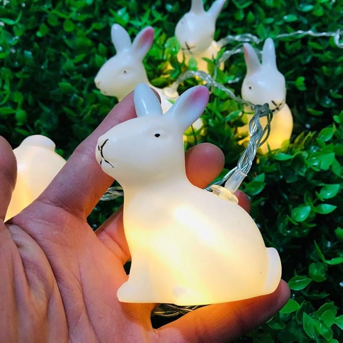 ABOOFAN String Easter Rabbit Lights Easter Electric Lights Led Rabbit Party Ornament Led Bunny White Outdoor Animal