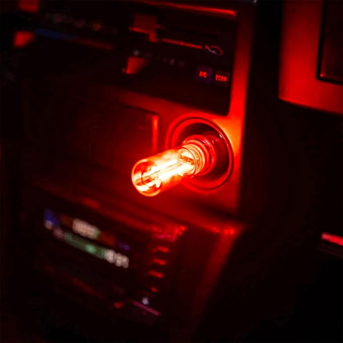 Touch Adjustment Retro Car Lamps, Battery & USB Charging Interior Atmosphere Bulb, Touch Dimmable Indoor Decorative Mini Neon Night Lights for Bedroom, Camping, Holiday, No Pole dimming (Red, 2Pack)