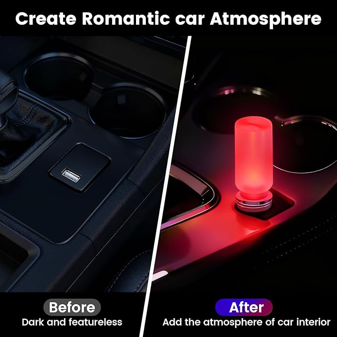 Kairiyard 2 PCS USB Interior Car Lights, Touch Control 7 Color 13 Modes Plug-in Retro LED Ambient Dynamic Night Lights for Car Camping Holiday Decoration Bedroom (Multicolor)