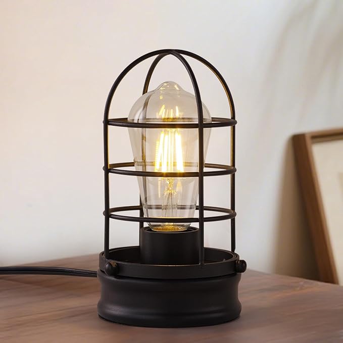 Cerdeco Small Vintage Table Lamp,Industrial Desktop Lamp for Bedside,Bar,Cafe,Bedroom,livingRoom,(Bulb Not Included)