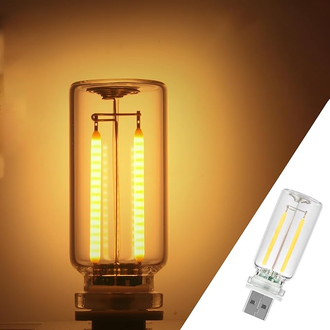 1 Pack Car LED Lights Interior, USB Light for Car Decor & Bedroom, Touch Dimmable Ambient Lighting, Mini Glass Bottle Night Light for Camping Gifts-Yellow