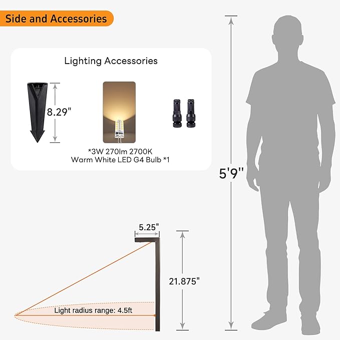 Gardenreet Outdoor Pathway Lights Brass, LED Landscape Path Lights, Low Voltage Driveway Lights Waterproof, L Shape 12V Wired Bronze for Walkway Sidewalk with 3W 270LM 2700K G4 Bulb 6 Pack