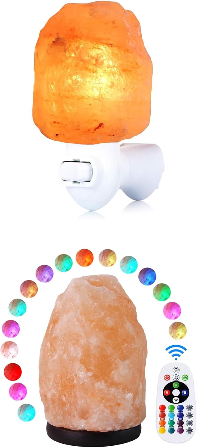 Himalayan Salt Lamp Night Light & USB Himalayan Salt Lamp 7 inches Night Light with Remote Control