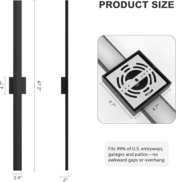 LamQee 47.2 In Aluminum Long Outdoor Wall Light, 3000K 3100LM Integrated LED Waterproof IP65, Linear Modern Exterior Lighting Fixtures Wall Mount Outside Sconce for House Porch Patio Garage Front Door