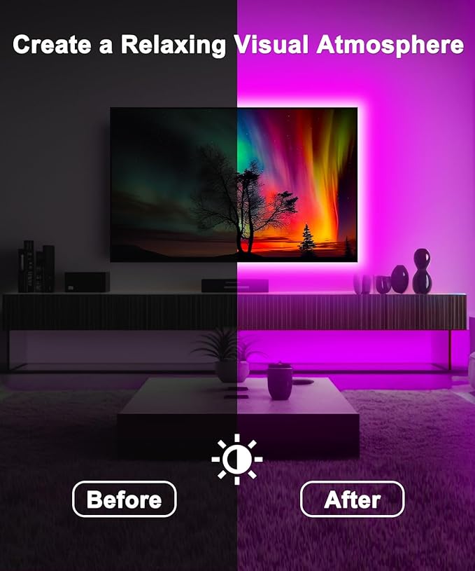 Daymeet TV Led Backlight 13.1ft for 45-60 inch Backlight, RGB Music Sync Led Lights for TV with Remote, Bluetooth APP Control USB Powered Strip Lights for Christmas Decor
