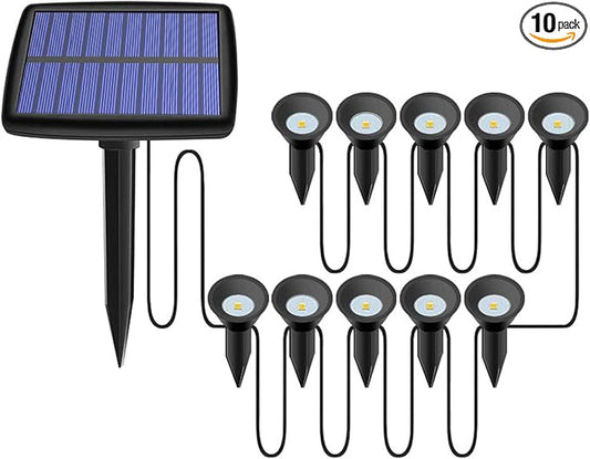 Solar Pathway Ground Lights 10 LED Solar String Ground Lights Solar Powered Inground Lights for Garden Lawn Walkway Driveway