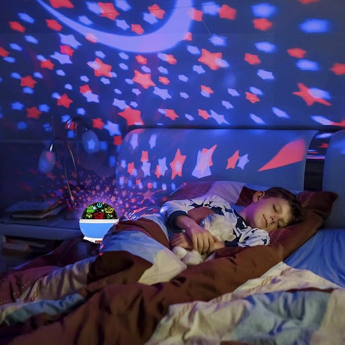 Cars Night Light for Boys - Rotating Projector Lamp with Race Car - Star Projector for Kids Age 3-8 - Ceiling Nightlight Projector with Cars and Stars - Birthday Gifts for Boys Room Decor