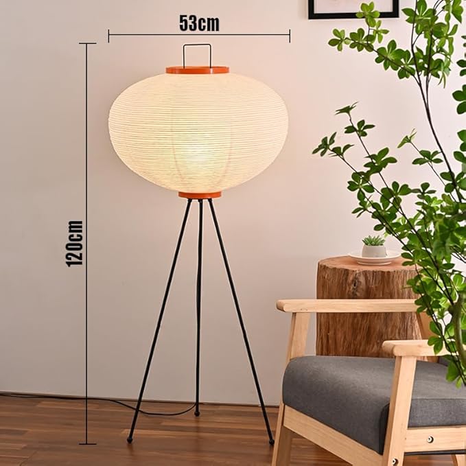 Japanese Paper Floor Lamp,Akari Noguchi Style Paper Floor Lantern Lamp,Noguchi Handmade Rice Paper Standing Lamps for Living Room,Bedroom, Office(E26/E27)