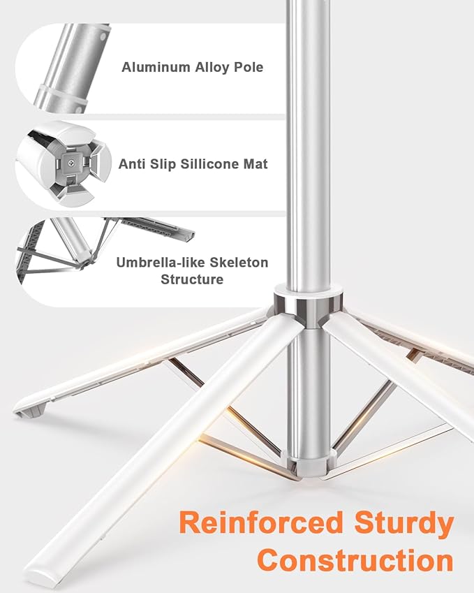 71” Auto Face Tracking Tripod for iPhone with Light,360° Rotating Phone Stand with Rechargeable Remote Control for TikTok Vlog, Phone Tripod for Android Camera/GoPro/Ring Light (White)