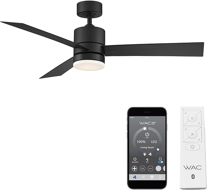 WAC F-081L-MB San Francisco 52" Outdoor Ceiling Fan with Lights and Remote Control, Matte Black